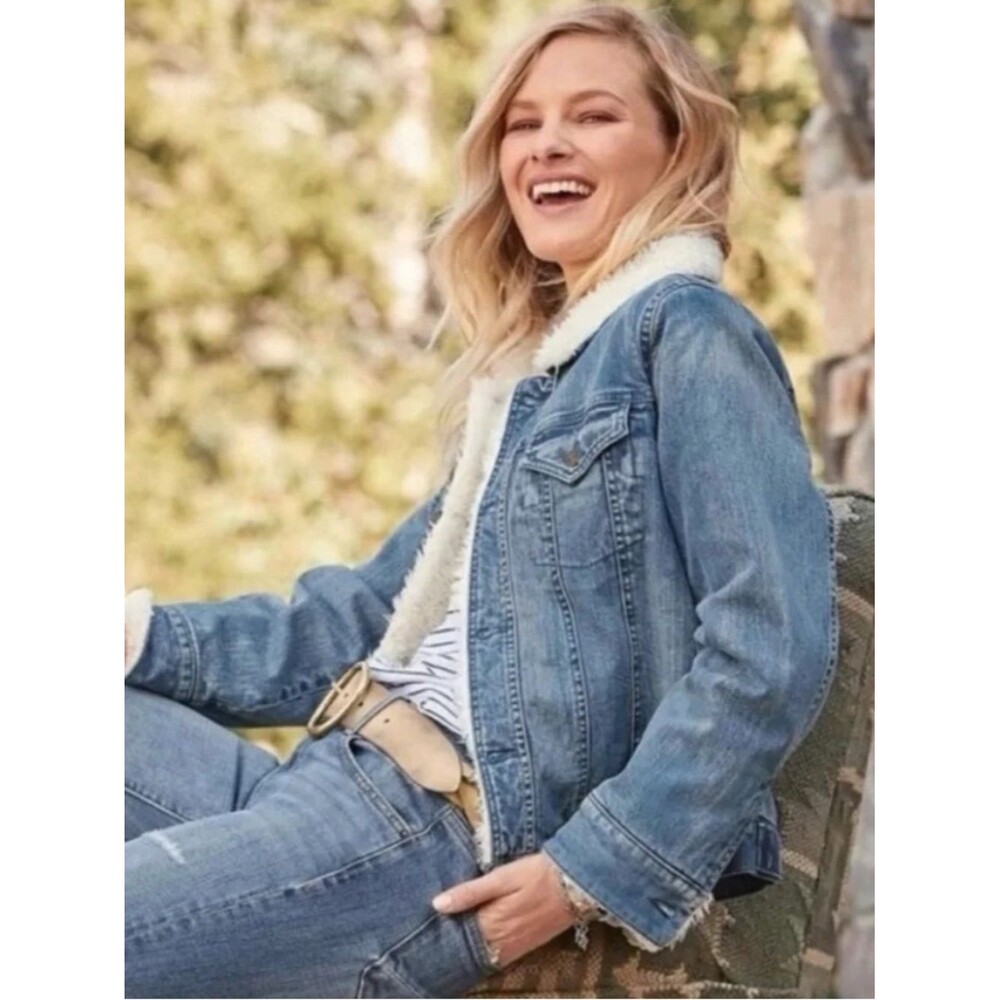 Sundance Denim Sherpa Lined Trucker Jean Jacket